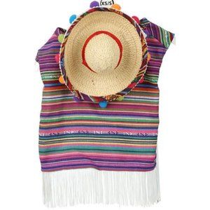🆕Dog Cat PetsFiesta Mexican Poncho And Sombrero Costume  Costume NWT!